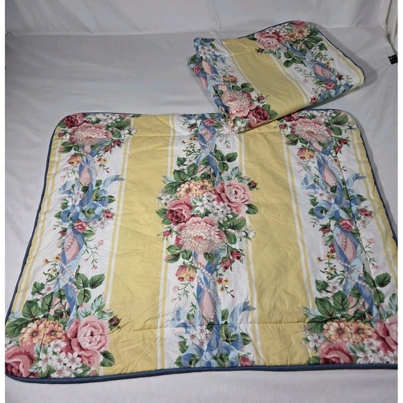 Croscill Other - 2 VTG Croscill Home Princess Standard Pillow Shams Shabby Floral Stripe Cottage